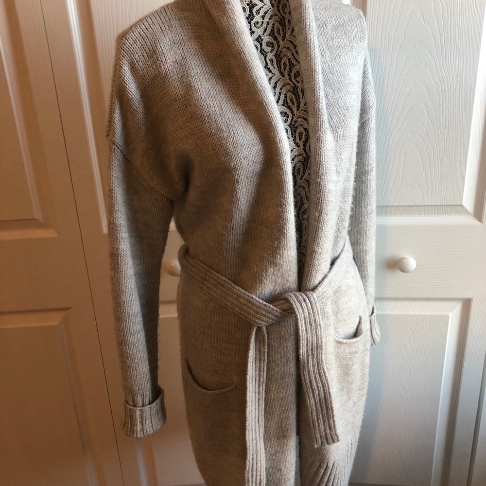 GAP Knee Length Belted Cardigan Sweater